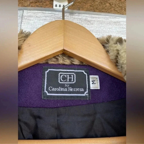 Carolina herrera wool purple Cheetah zip jacket Size medium - Picture 8 of 14